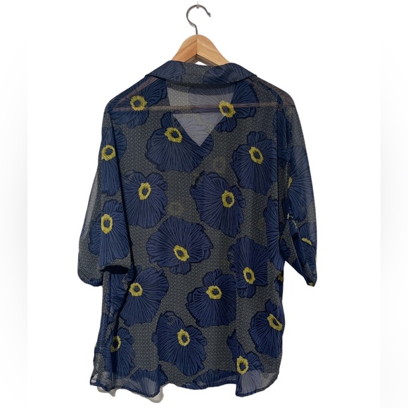 Rokoko by Daz sheer poppy print blouse - size small - Picture 2 of 12